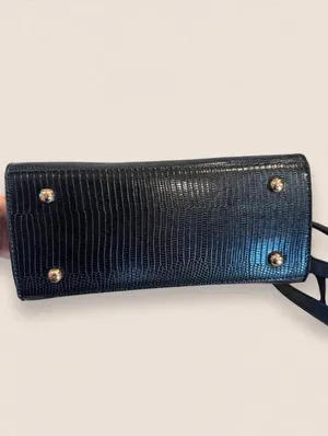 Dune London Women's Brown Black Lizard Embossed Leather Handbag Crossbody thumbnail 3