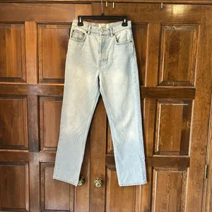 Reformation Jeans Cynthia High Rise Straight Jeans Button Fly Size 27 Light Wash thumbnail 2