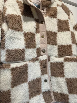 Checkered Sherpa Jacket Brown Size M thumbnail 4
