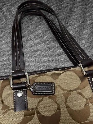 Coach Signature Jacquard Brown Leather Trim Tote Bag thumbnail 3