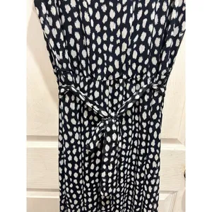 MSK Navy Blue White Abstract Polka Dot Sleeveless Chiffon Midi Dress Size‎ 14 thumbnail 2