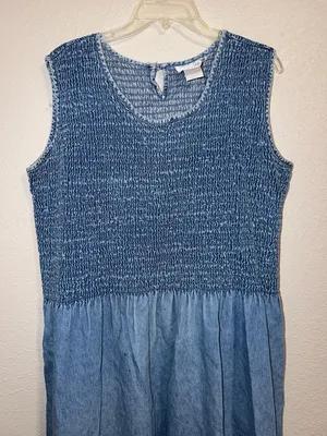Vintage Jean dress Denim Jean Dress Jumper sleeveless cottagecore teacher thumbnail 3