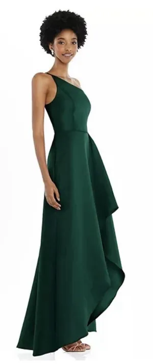 Alfred Sung Satin Twill One Shoulder A-line Pocket Gown Dress D831 Size 10 R thumbnail 1