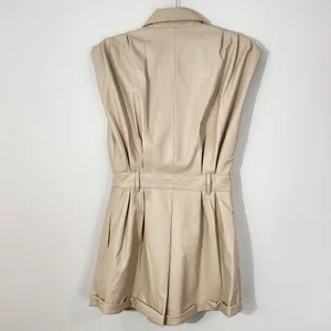 Grey Lab Cream Leather Romper NWT Size Small Cream Faux Leather Short Romper thumbnail 4