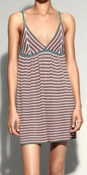 ZARA Multicolored Stripe Knit Mini Dress Medium Stretch Womens Medium thumbnail 1