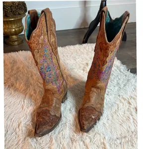 Corral Women's Embroidered Leather Western Cowboy Boots 6.5 Pointed Toe Brown‎ thumbnail 5