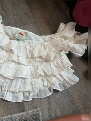 Farm Rio White Ruffled Crop Top XS thumbnail 7