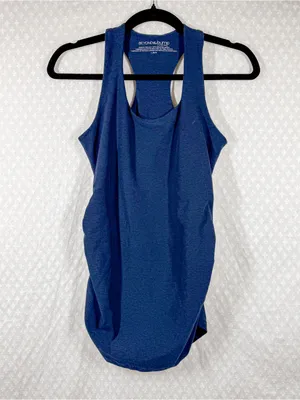 Beyond The Bump Dark Blue Space Dye Racerback Maternity Tank Top thumbnail 2