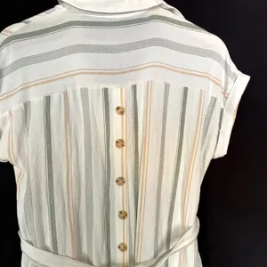 Mine green white orange striped beachy boho short sleeved sheath dress size‎ M thumbnail 8