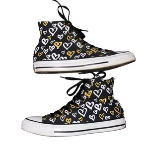 Converse Chuck Taylor All Star gold and white heart print high top sneakers thumbnail 4