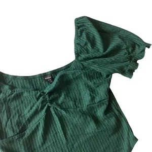 SHEIN Frilled Puff Sleeve Ruched Bust Rib-knit Bodysuit thumbnail 4