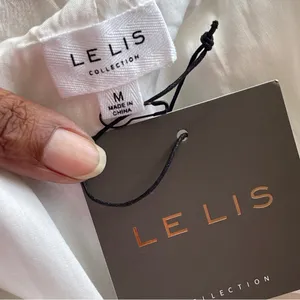 LE LIS | White Paper Bag Drawstring Shorts Sz M thumbnail 6