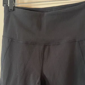 Zella High Waist Ribbed Moto Black Gym Leggings thumbnail 4