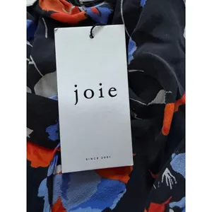 Joie Silk Floral Tassel Tie Blouse Black Orange Blue XL 7718T2858B thumbnail 4