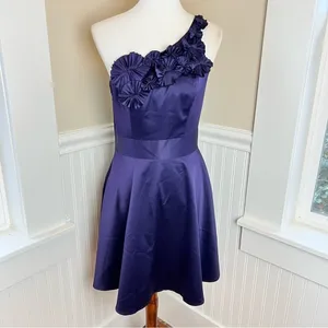 The Limited Purple One Shoulder Rosette Satin Cocktail Dress Size 6 thumbnail 13