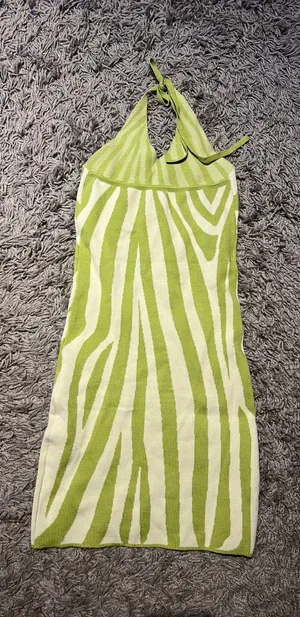 SheIn Lime Green Knit Halter Dress thumbnail 3