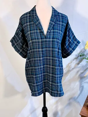 ☀️NWT Madewell Swenson Popover Shirt Morehead Plaid Deep Indigo Sz Large🧡 thumbnail 12
