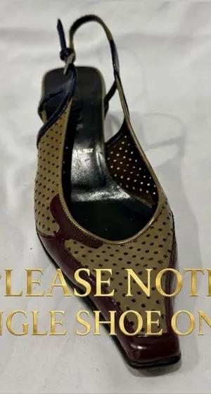 Vintage Prada Y2K Perforated Leather Slingback Kitten Heel 38.5 SINGLE SHOE thumbnail 1