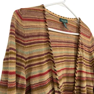 Lauren Ralph Lauren Wrap Cardigan Women Size M Multi-Color Striped Linen Blend thumbnail 3