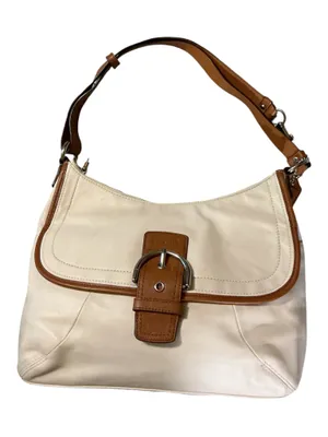 Coach Soho Leather Shoulder Bag Cream Nutmeg Brown Flap Buckle F19580 never used thumbnail 1