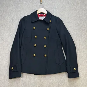 Banana Republic Womens‎ Black Double Breasted Peacoat Gold Buttons XS Preppy thumbnail 3
