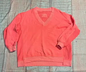 Aerie V-Neck Oversized Textured Sweatshirt Neon Pink M NWOT thumbnail 1