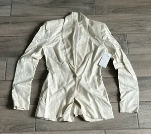 Cream blazer with shoulder pads thumbnail 1