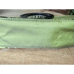 No Brand Lime Green Satin Evening Handbag Lucite Ring Handles Embroidered Clutch thumbnail 8
