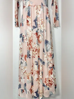 Kate and Lily Floral Mock-Neck Long Sleeve Maxi Dress Blush Pink Size 10 thumbnail 6