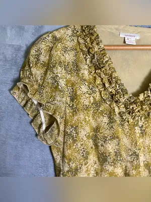 Sundance Floral‎ Ruffle V-Neck Maxi Dress in Mustard 100% silk size 16 thumbnail 5
