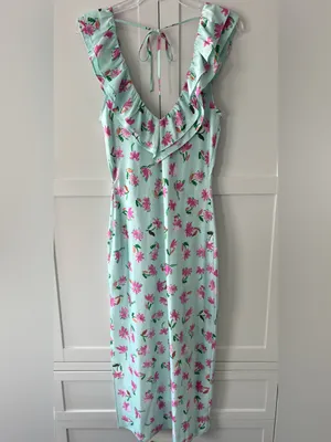 Zara Midi Dress with Ruffle V-Neck thumbnail 5