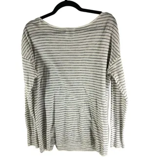 Old Navy Womens Striped Relaxed Scoop Neck Sweater Black White Size L thumbnail 4