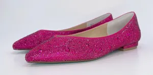 Betsey Johnson SB-Jude Ballet Flats 8.5 Pink Rhinestone Pointed Toe Wedding NWOB thumbnail 1