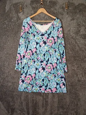 Lilly Pulitzer Kaisley Dual Neck Dress High Tide Navy Pineapple Paradise Womens thumbnail 2