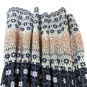 NWT DEX Maxi Dress 1X Navy Floral Boho Tiered‎ Puff Elastic Sleeves Flowy Spring thumbnail 14