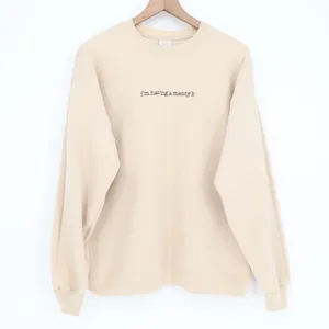I'm Having A Menty B Embroidered Crewneck Sweatshirt Beige Large thumbnail 2