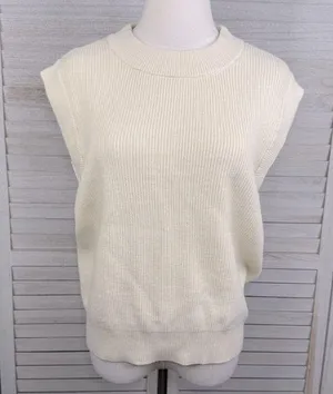 A NEW DAY Sleeveless Mock Neck Knit Sweater Cream-Large thumbnail 1