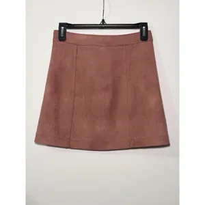 Forever 21 Women's Faux Suede Mini Skirt High Waist, PinkBlush -PRELOVED- Size S thumbnail 2