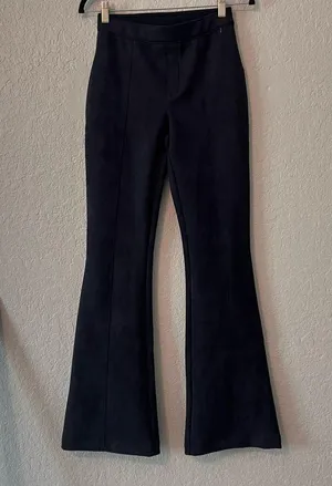 SPANX Pants Womens Sz SMALL Faux Suede Flare Bootcut DARK BLUE #78 thumbnail 12
