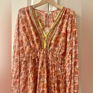 Umgee Floral Bohemian Dress in Pink and Yellow Size Large thumbnail 2