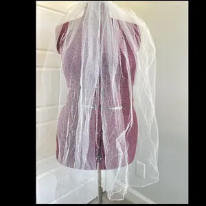 JJs House White Wedding Bridal Pearl Detail Single Layer Fingertip Veil lot V60‎ thumbnail 3