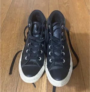 Black Leather Converse High-Top Sneakers All Star thumbnail 3