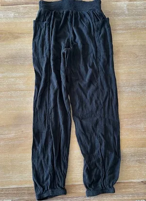 Aerie Black Cotton Beach Joggers thumbnail 5