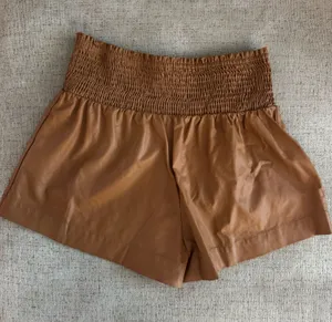 TCEC High-Waist Tan Faux Leather Shorts thumbnail 1