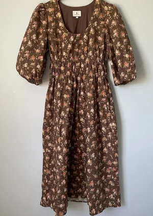 Tuckernuck Rosewood Chintz Marlena Floral Brown Boho Midi Dress Size Medium thumbnail 1