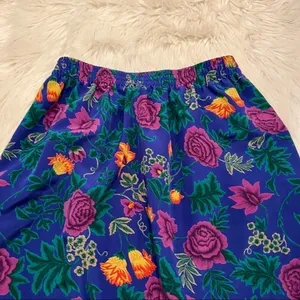 Vintage Country Suburbans Women's Size 2 Pull On Skirt Elastic Waist Blue Floral thumbnail 7