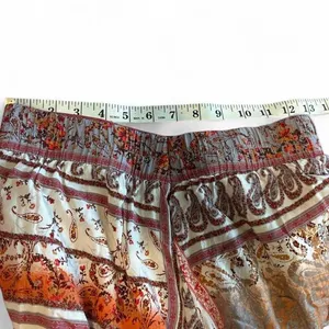Boho Wide-Leg Printed Palazzo Pants - Cream & Orange Sz M thumbnail 6