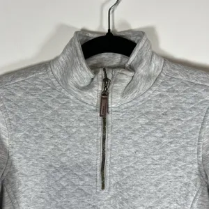 L.L. Bean Womens Quilted‎ Quarter Zip Pullover Sweatshirt Long Sleeve Gray SZ XS thumbnail 2