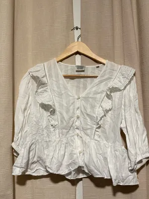 Scotch & Soda White Ruffle V-Neck Peplum Blouse thumbnail 2