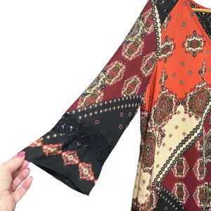 Fig and Flower Womens Boho Chic Shift Dress L Multicolor Crochet Lace Paisley thumbnail 6